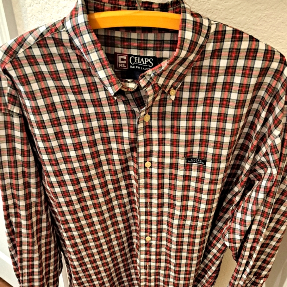Chaps Red and White Casual Button Down Shirt